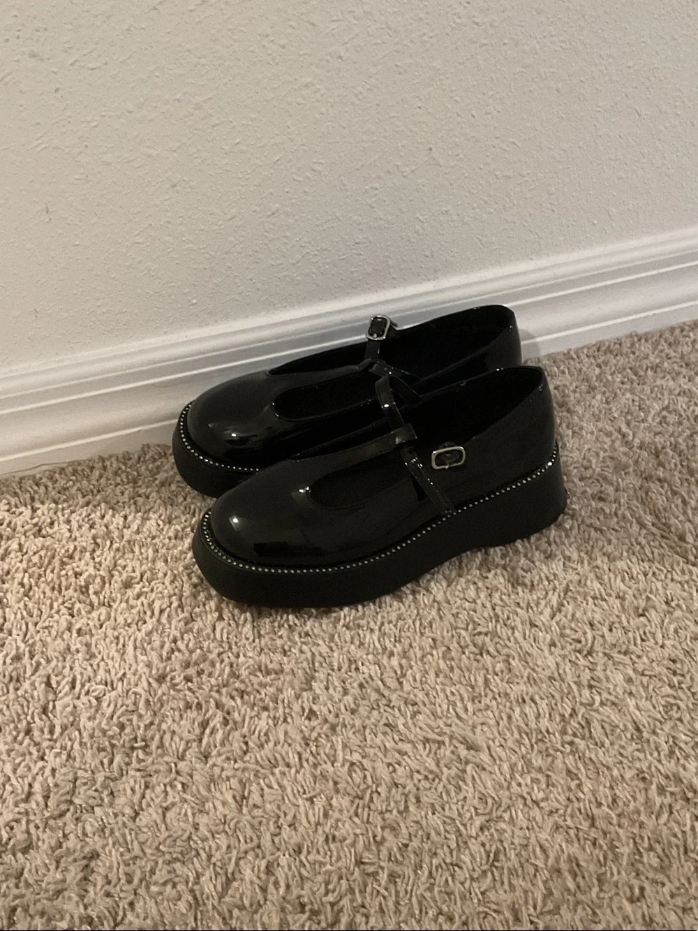 Patent Black Mary Jane Platform Shoes for Kids